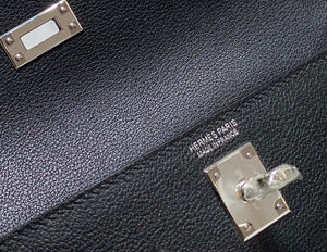 Hermes Evercolor Kelly Danse II 22cm Leather Crossbody Bag H20371 Black Silver - Default Title - View 5