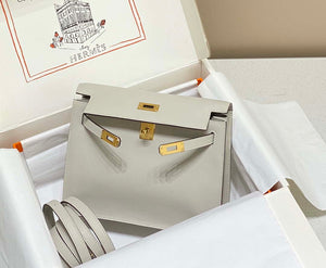 Hermes Evercolor Kelly Danse II 22cm Leather Crossbody Bag H20372 Light Gray - Default Title - View 3