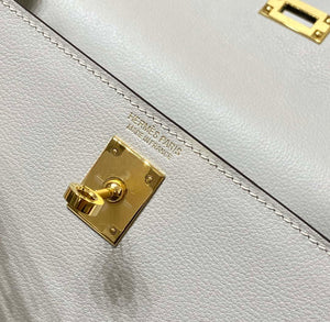 Hermes Evercolor Kelly Danse II 22cm Leather Crossbody Bag H20372 Light Gray - Default Title - View 5