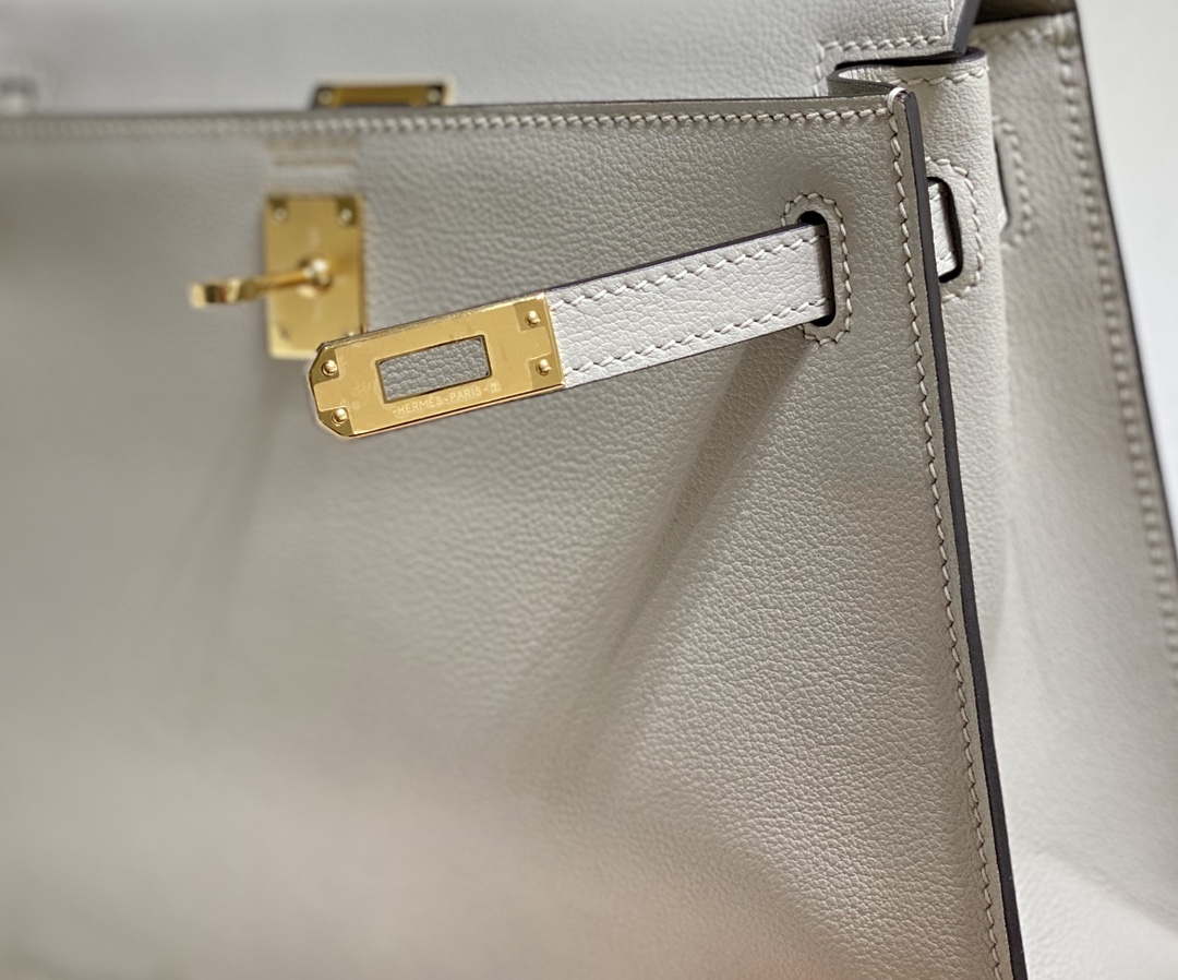 Hermes Evercolor Kelly Danse II 22cm Leather Crossbody Bag H20372 Light Gray