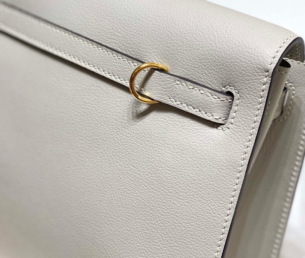 Hermes Evercolor Kelly Danse II 22cm Leather Crossbody Bag H20372 Light Gray