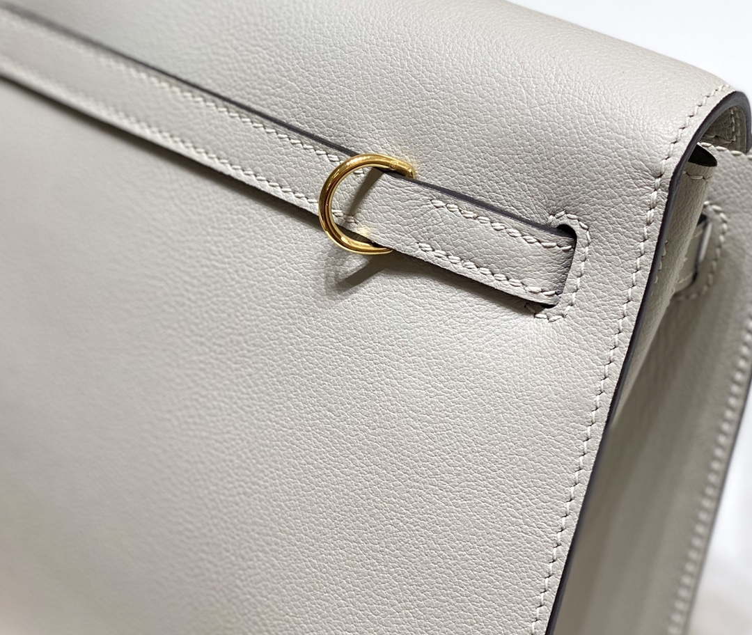 Hermes Evercolor Kelly Danse II 22cm Leather Crossbody Bag H20372 Light Gray