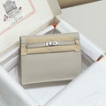 Hermes Evercolor Kelly Danse II 22cm Leather Crossbody Bag H20373 Light Gray Silver - Default Title - View 1