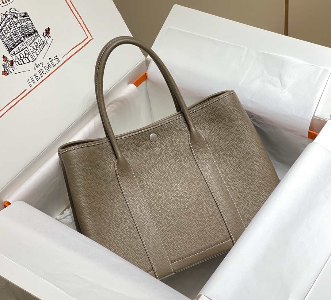 Hermes Gray Togo Medium Garden Party 36cm Bag H239057 - Default Title - View 1