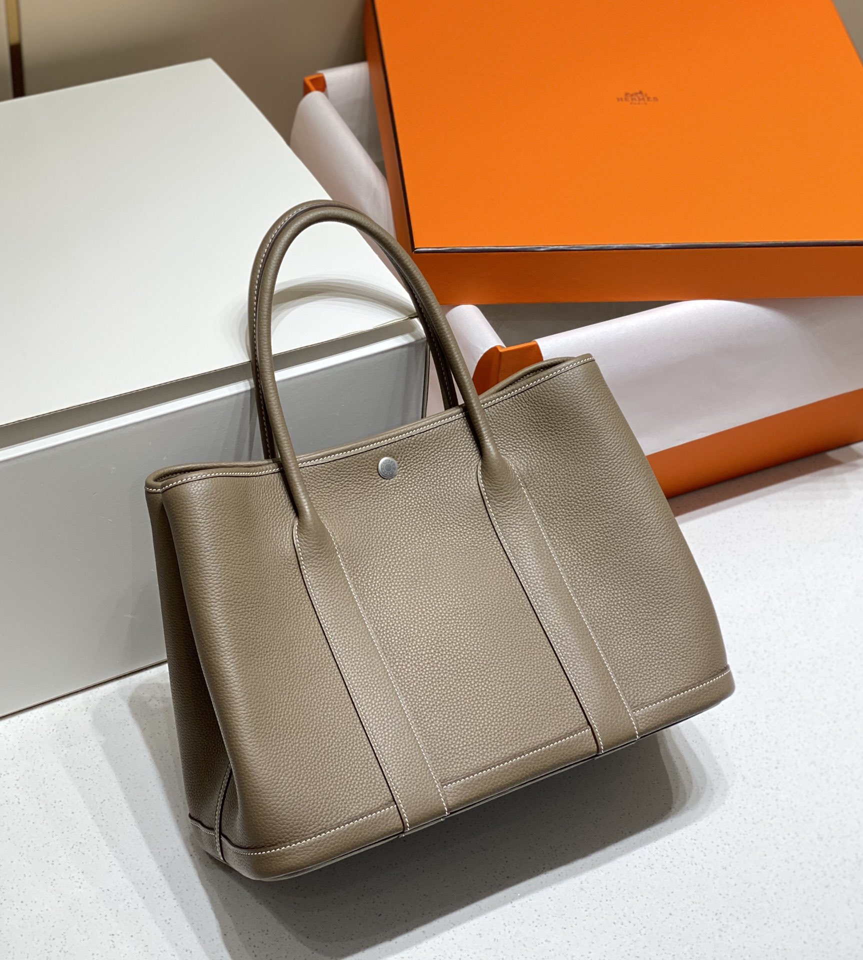 Hermes Gray Togo Medium Garden Party 36cm Bag H239057 - Default Title - View 2