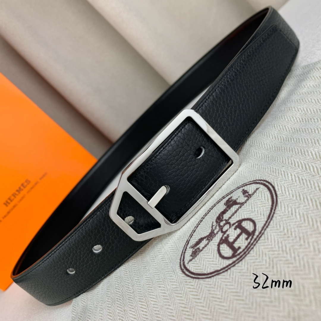 Hermes H010632UP2K Jockey belt buckle & Reversible leather strap 32 mm H88011