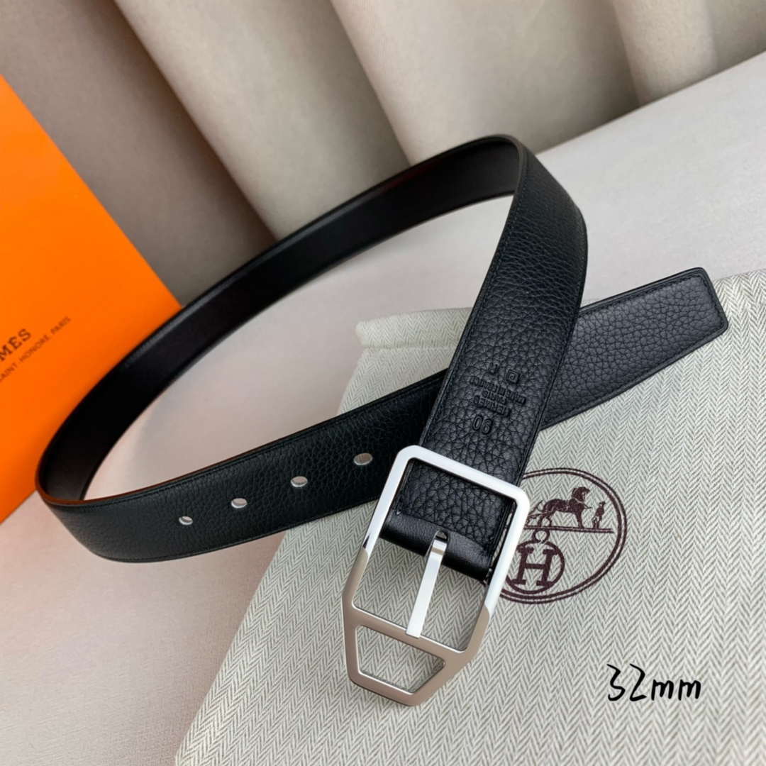 Hermes H010632UP2K Jockey belt buckle & Reversible leather strap 32 mm H88011
