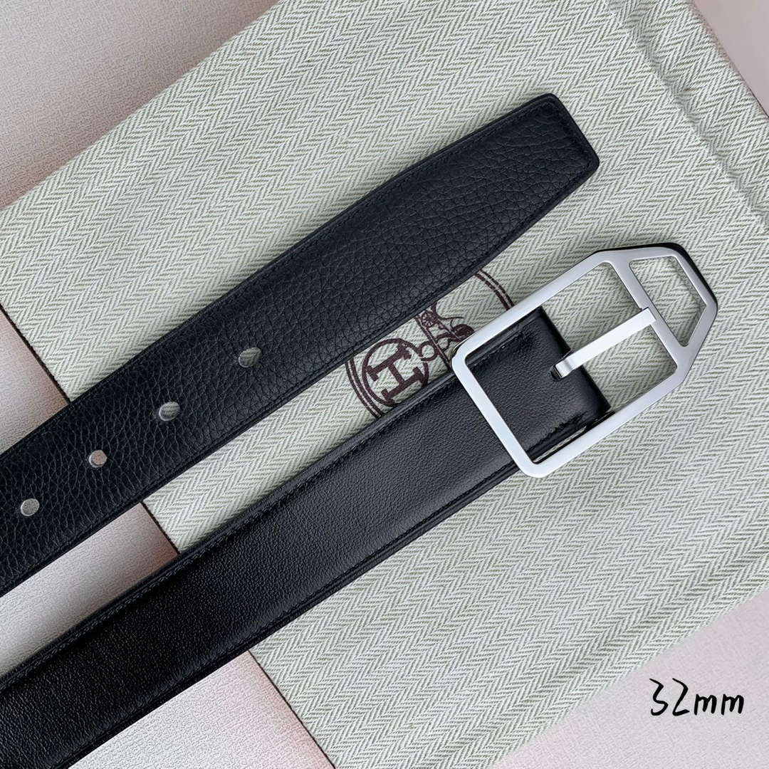 Hermes H010632UP2K Jockey belt buckle & Reversible leather strap 32 mm H88011