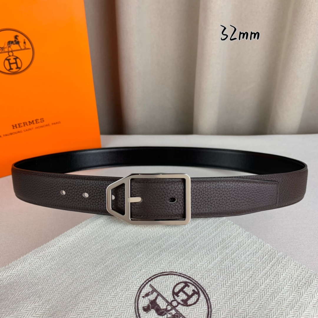 Hermes H010632UP2K Jockey belt buckle & Reversible leather strap 32 mm H88012