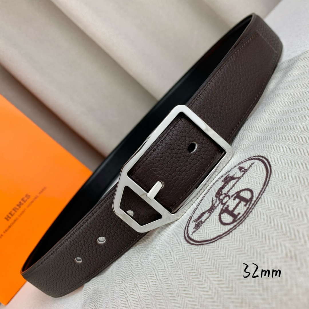 Hermes H010632UP2K Jockey belt buckle & Reversible leather strap 32 mm H88012