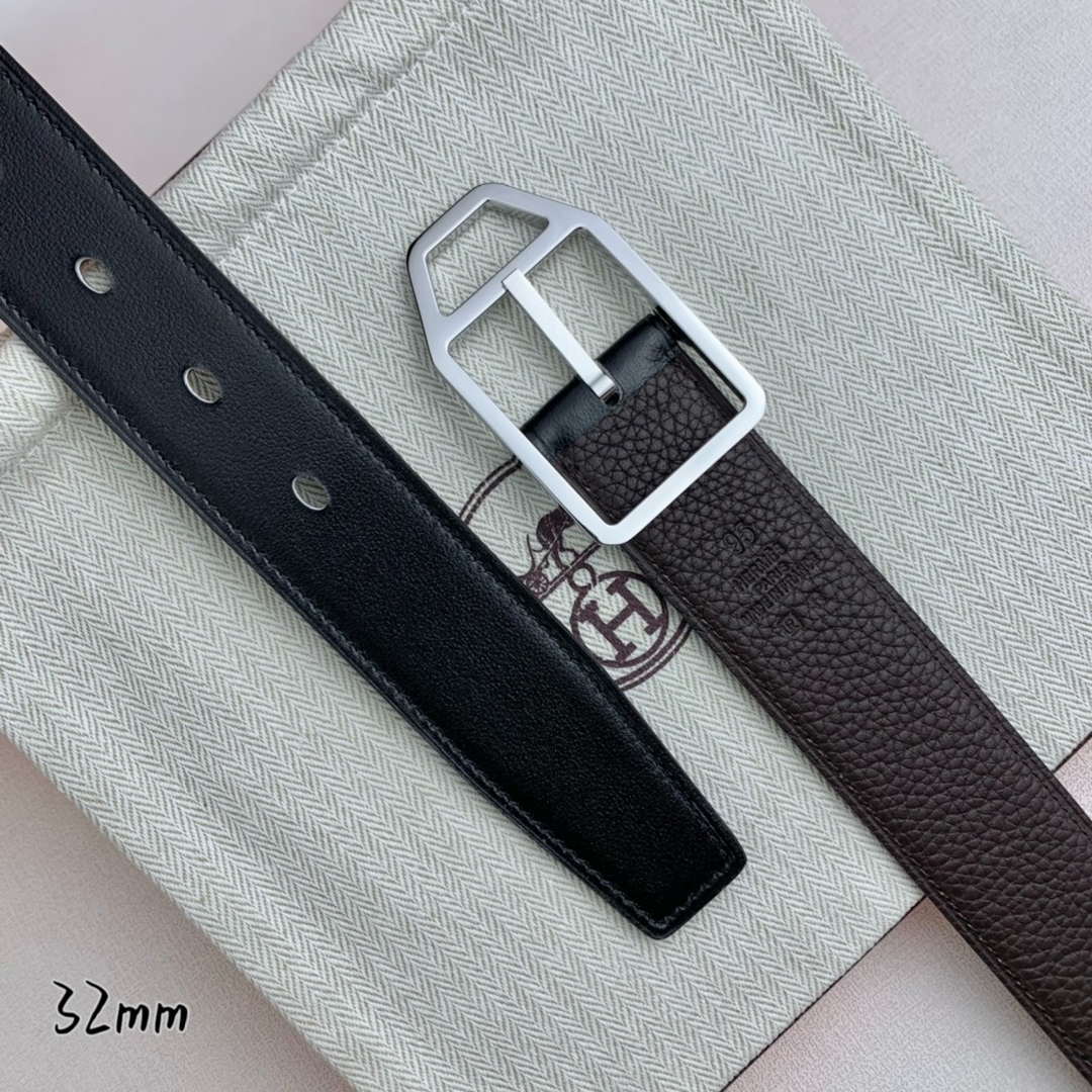 Hermes H010632UP2K Jockey belt buckle & Reversible leather strap 32 mm H88012