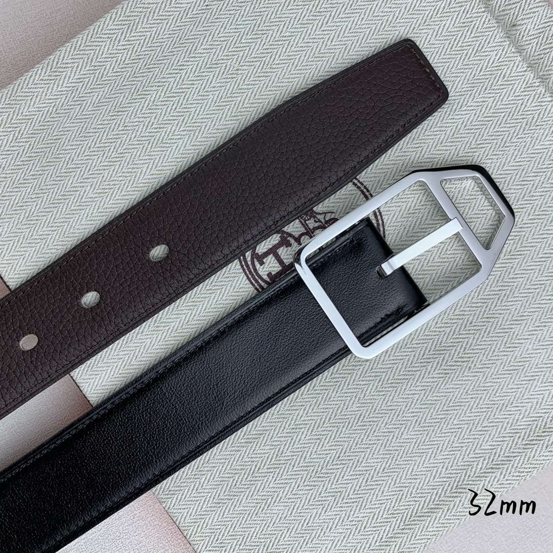Hermes H010632UP2K Jockey belt buckle & Reversible leather strap 32 mm H88012