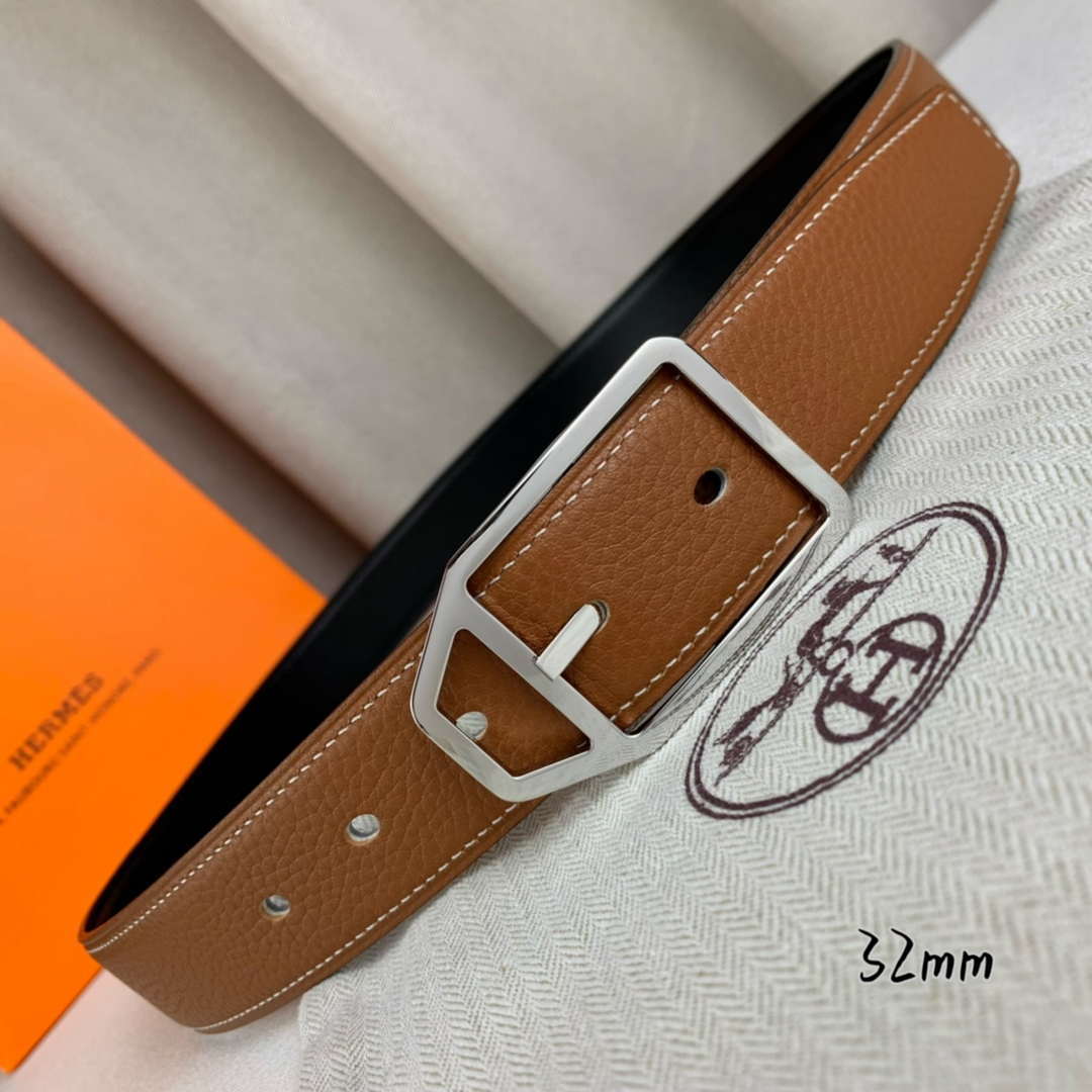 Hermes H010632UP2K Jockey belt buckle & Reversible leather strap 32 mm H88013