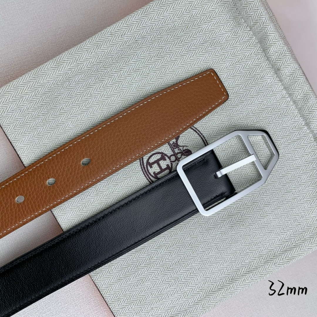 Hermes H010632UP2K Jockey belt buckle & Reversible leather strap 32 mm H88013