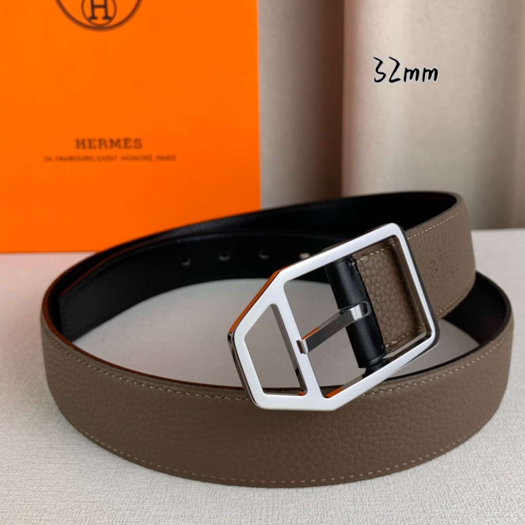 Hermes H010632UP2K Jockey belt buckle & Reversible leather strap 32 mm H88014