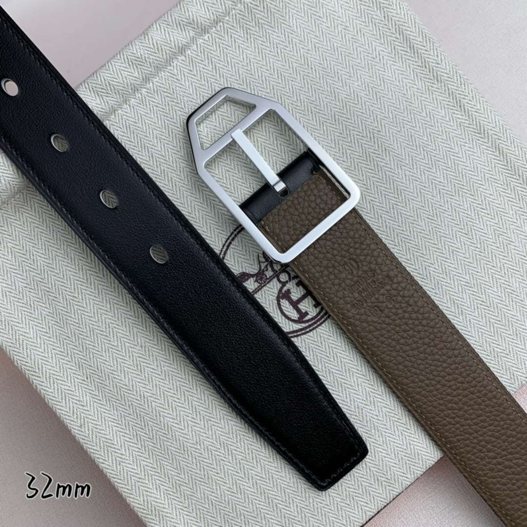 Hermes H010632UP2K Jockey belt buckle & Reversible leather strap 32 mm H88014