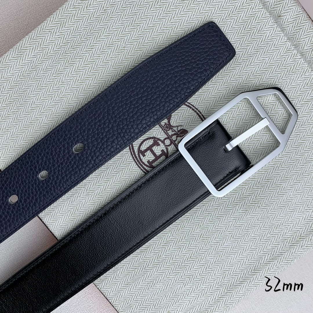 Hermes H010632UP2K Jockey belt buckle & Reversible leather strap 32 mm H88015