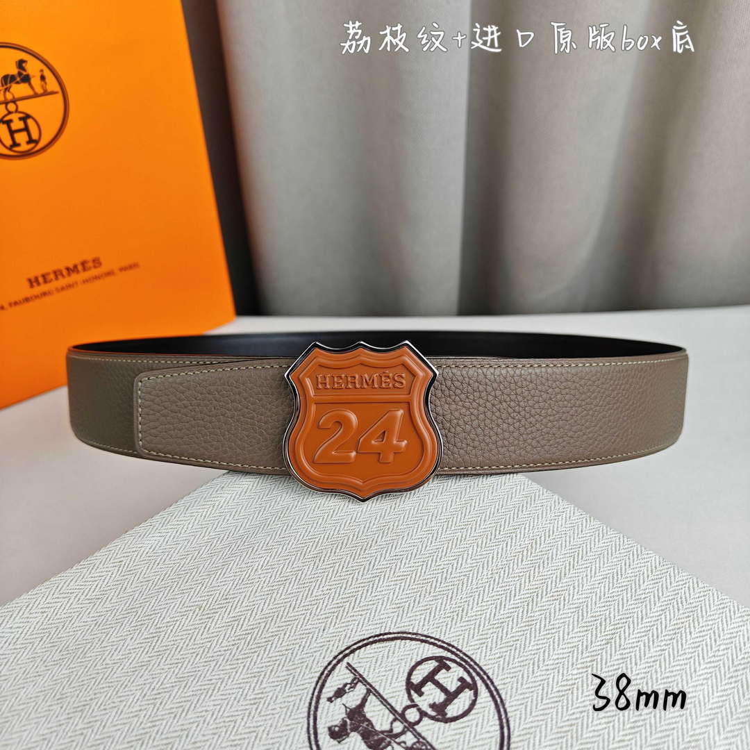 Hermes H010636UK89 On the Road belt buckle & Cache-Tout leather strap 38 mm H88005