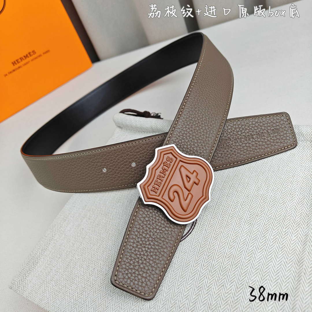 Hermes H010636UK89 On the Road belt buckle & Cache-Tout leather strap 38 mm H88005