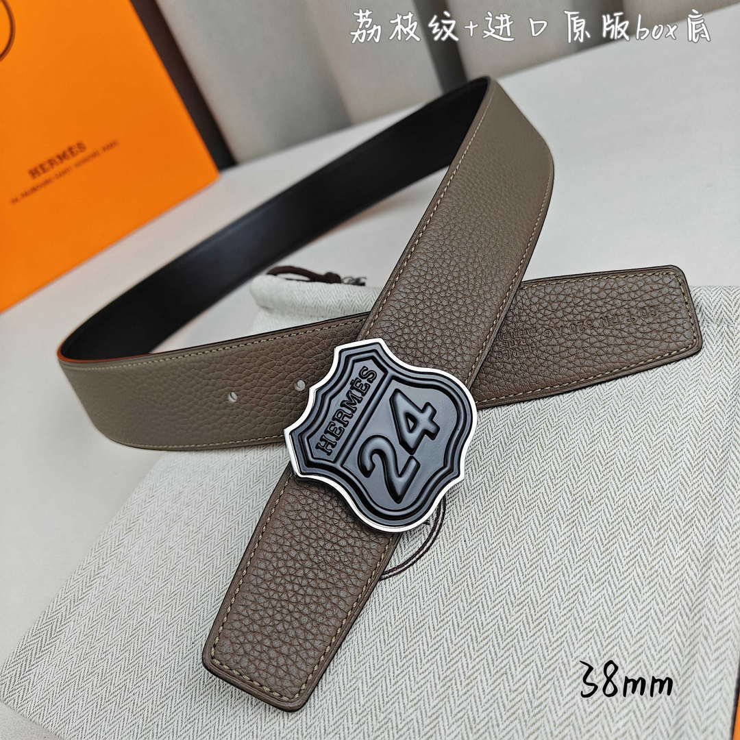 Hermes H010636UK89 On the Road belt buckle & Cache-Tout leather strap 38 mm H88005