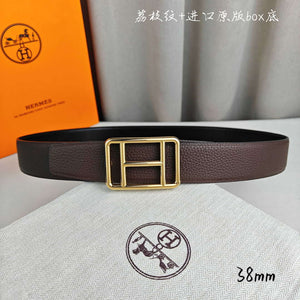 Hermes H066050CP2K H au Carre belt buckle & Reversible leather strap 38 mm H88006 - '--Please Select-- / Gold - View 1