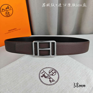 Hermes H066050CP2K H au Carre belt buckle & Reversible leather strap 38 mm H88006 - '--Please Select-- / Gold - View 2
