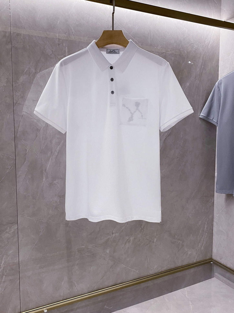 Hermes H072325 H Embroidered Buttoned Polo Shirt H55320