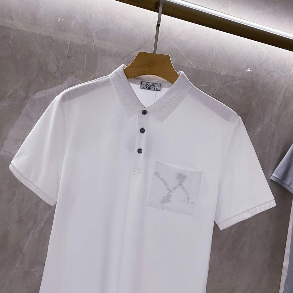 Hermes H072325 H Embroidered Buttoned Polo Shirt H55320