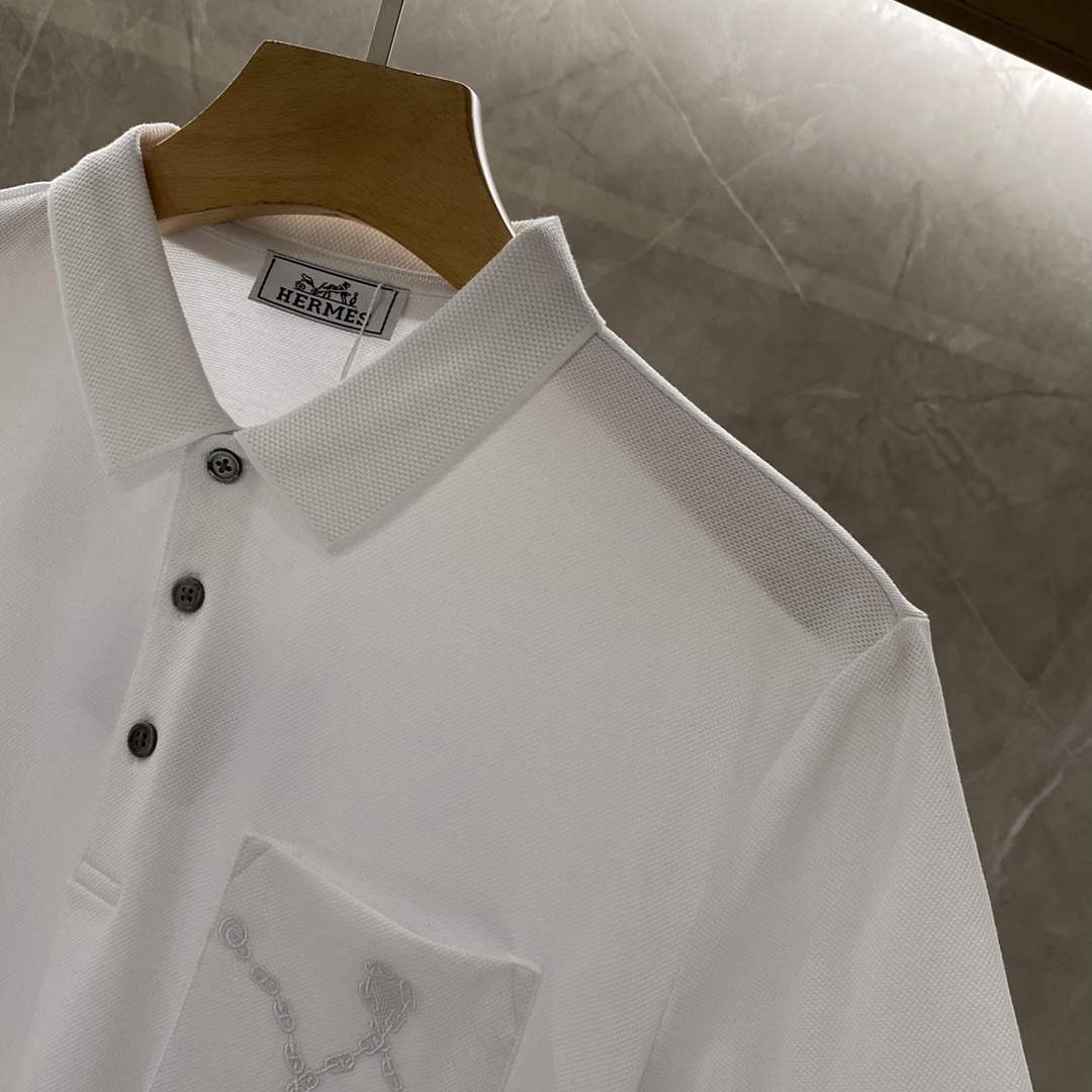 Hermes H072325 H Embroidered Buttoned Polo Shirt H55320