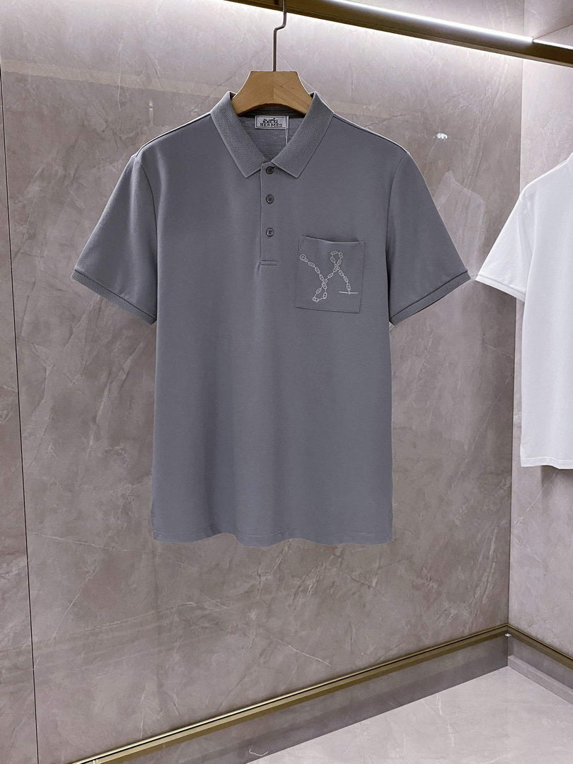 Hermes H072325 H Embroidered Buttoned Polo Shirt H55322 - M - View 1