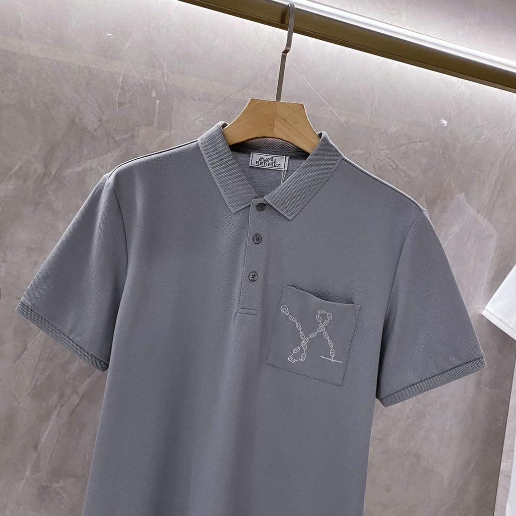 Hermes H072325 H Embroidered Buttoned Polo Shirt H55322
