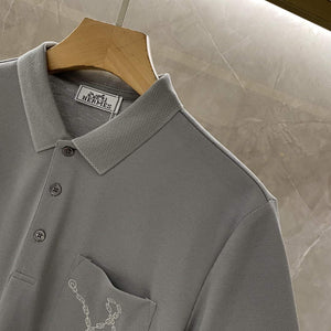 Hermes H072325 H Embroidered Buttoned Polo Shirt H55322 - M - View 6