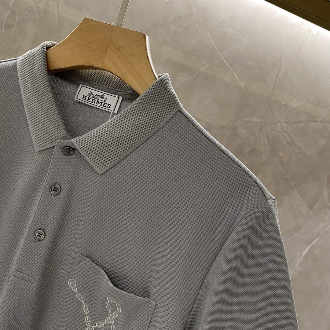 Hermes H072325 H Embroidered Buttoned Polo Shirt H55322