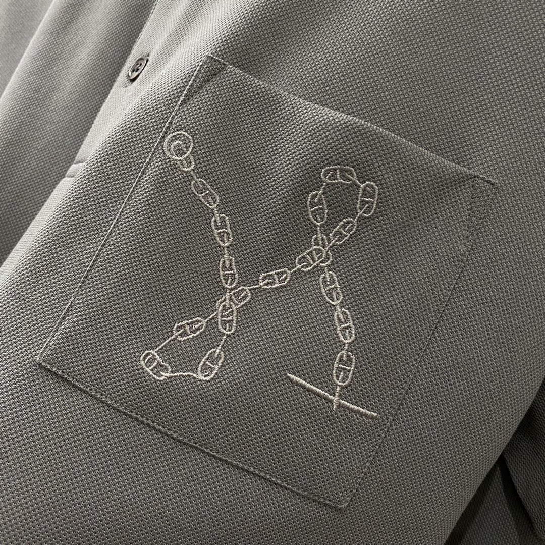 Hermes H072325 H Embroidered Buttoned Polo Shirt H55322