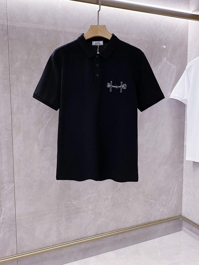 Hermes H072325 H Embroidered Buttoned Polo Shirt H55323