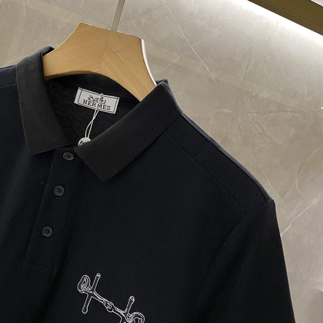 Hermes H072325 H Embroidered Buttoned Polo Shirt H55323
