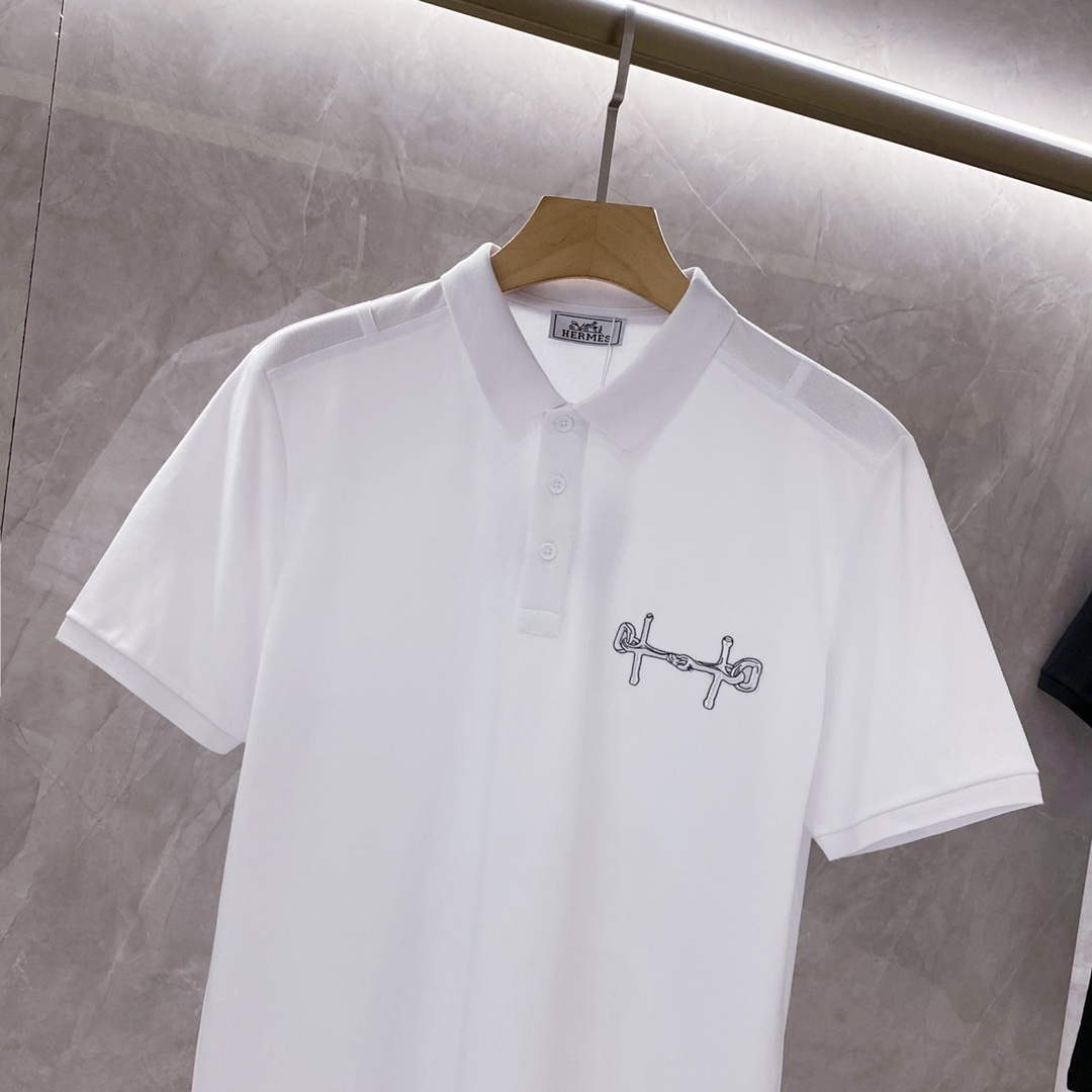 Hermes H072325 H Embroidered Buttoned Polo Shirt H55325