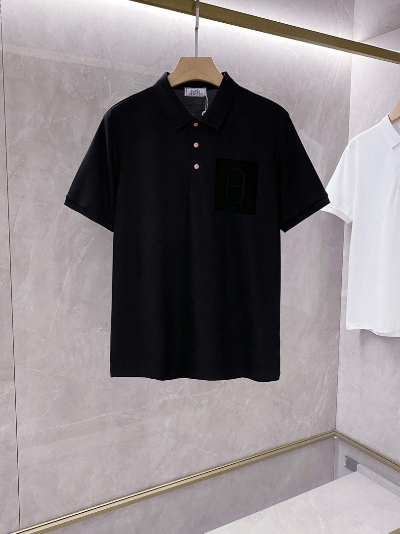 Hermes H072325 H Embroidered Buttoned Polo Shirt H55326 - M - View 1