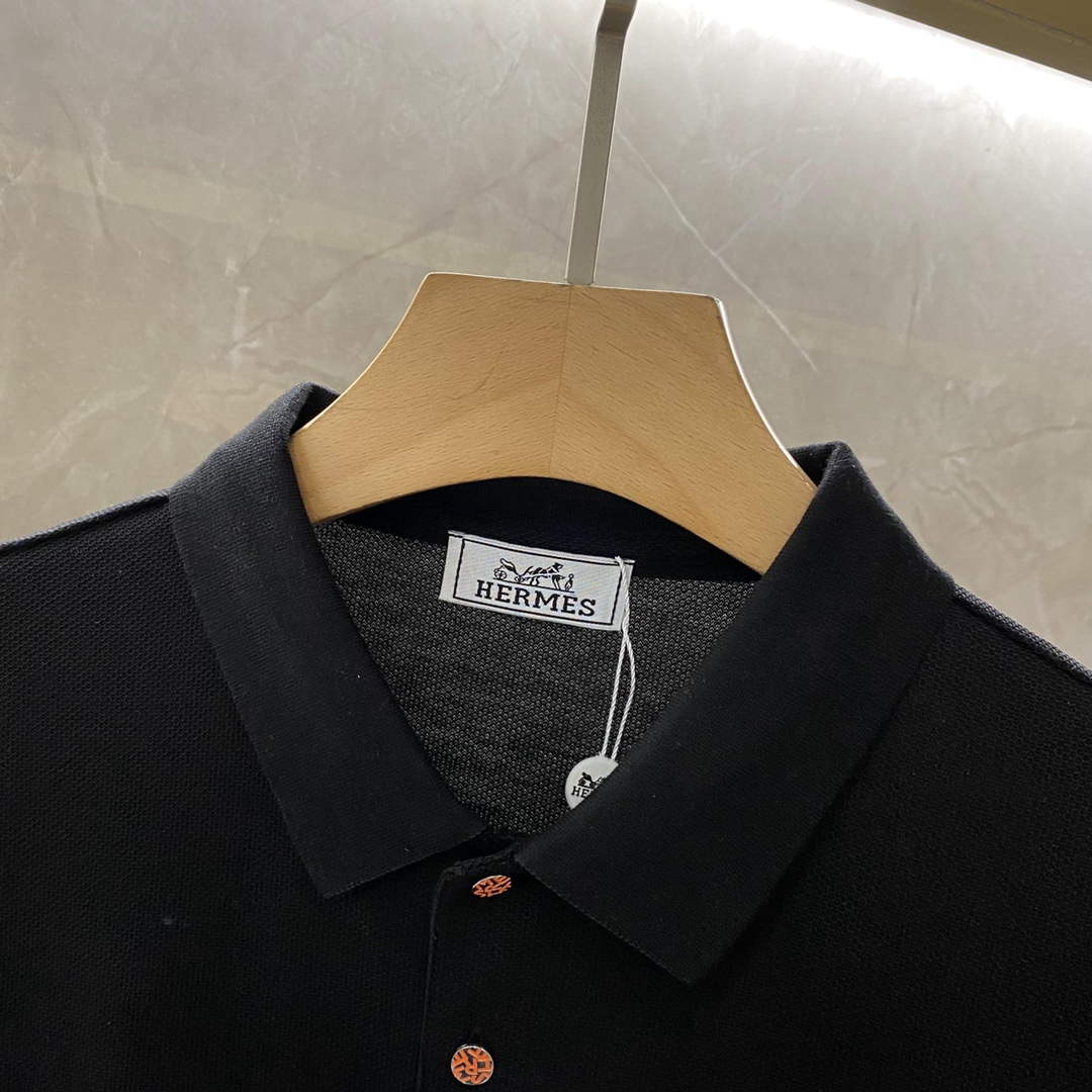 Hermes H072325 H Embroidered Buttoned Polo Shirt H55326 - M - View 4