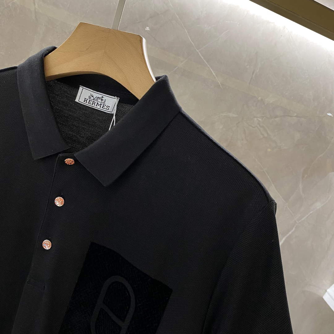 Hermes H072325 H Embroidered Buttoned Polo Shirt H55326 - M - View 5