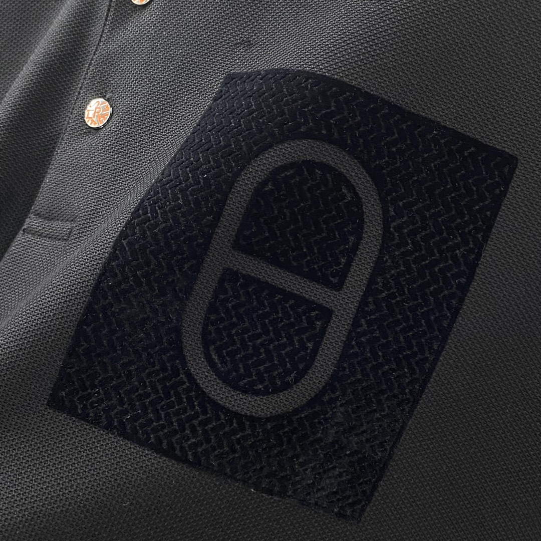 Hermes H072325 H Embroidered Buttoned Polo Shirt H55326