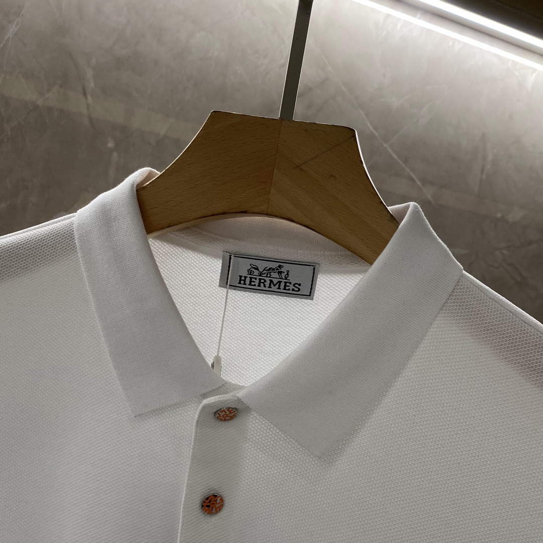 Hermes H072325 H Embroidered Buttoned Polo Shirt H55327