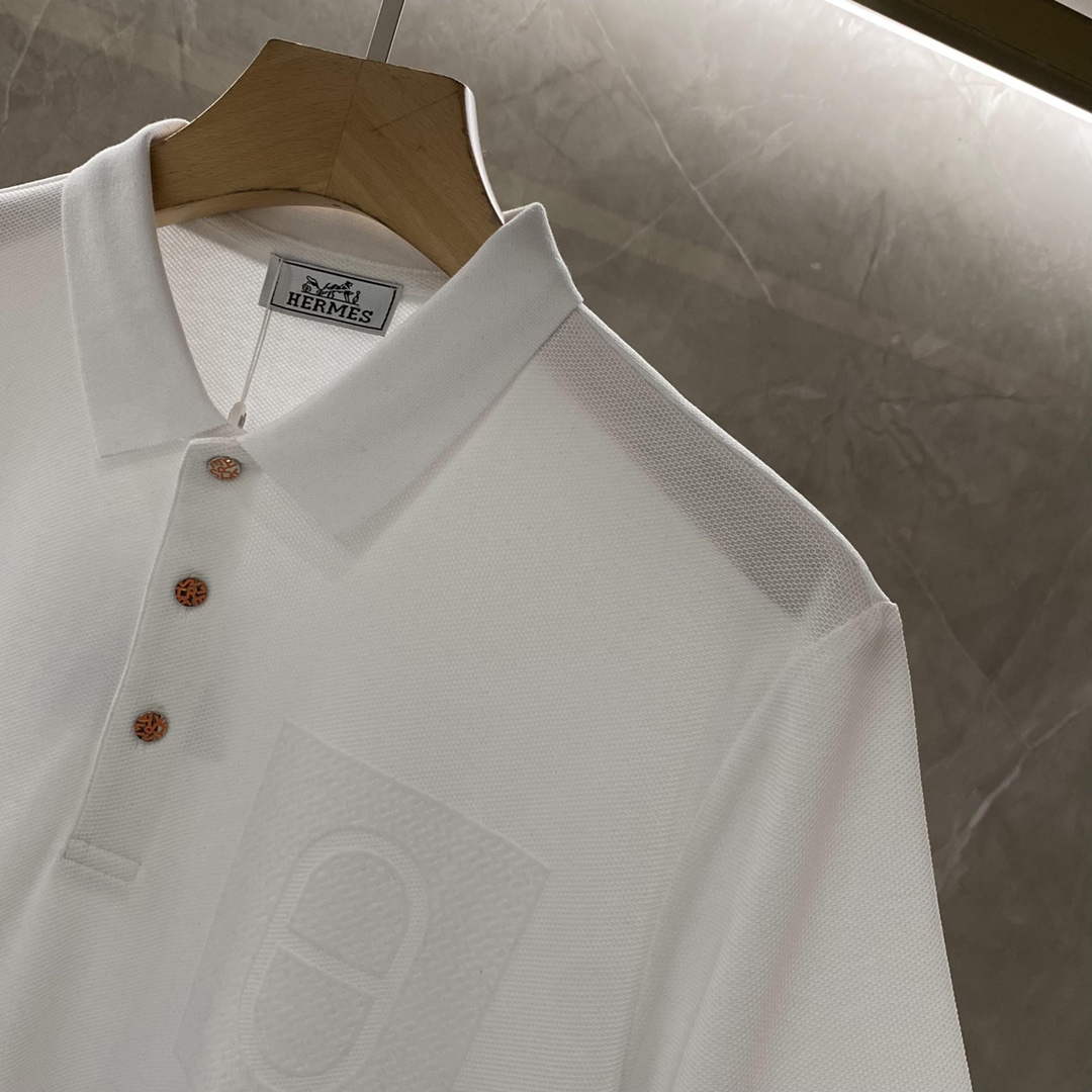 Hermes H072325 H Embroidered Buttoned Polo Shirt H55327