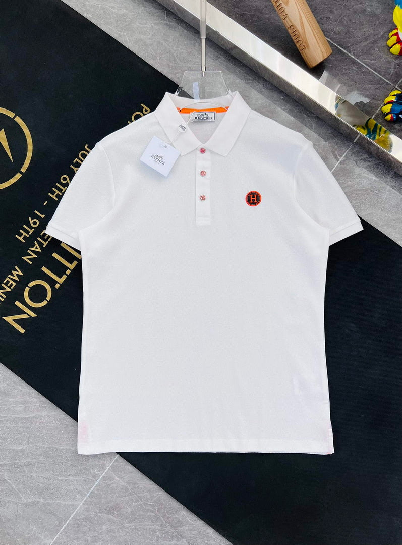 Hermes H072325 H Embroidered Buttoned Polo Shirt H55328