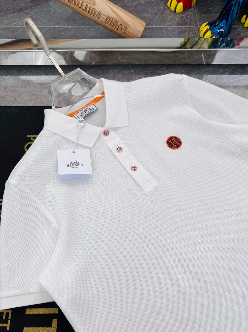 Hermes H072325 H Embroidered Buttoned Polo Shirt H55328