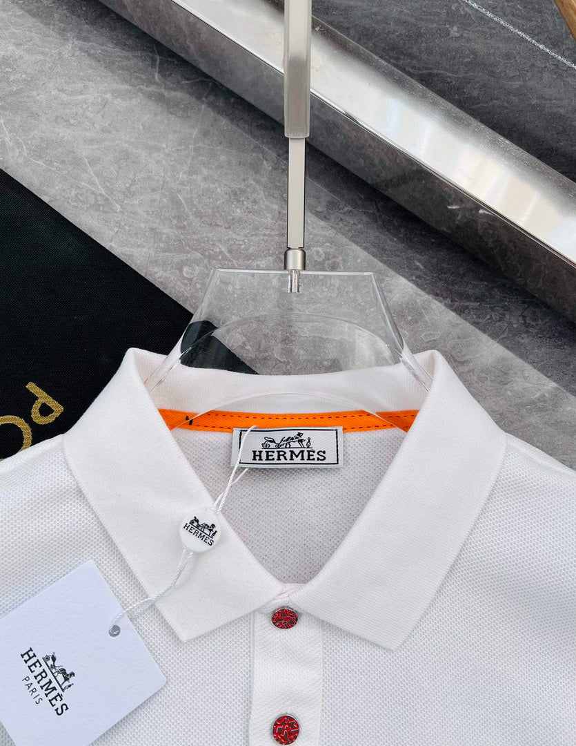 Hermes H072325 H Embroidered Buttoned Polo Shirt H55328