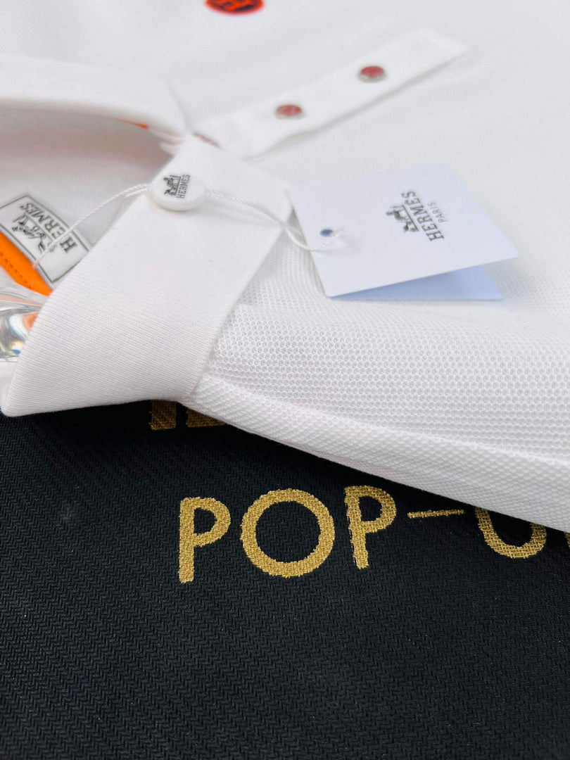 Hermes H072325 H Embroidered Buttoned Polo Shirt H55328