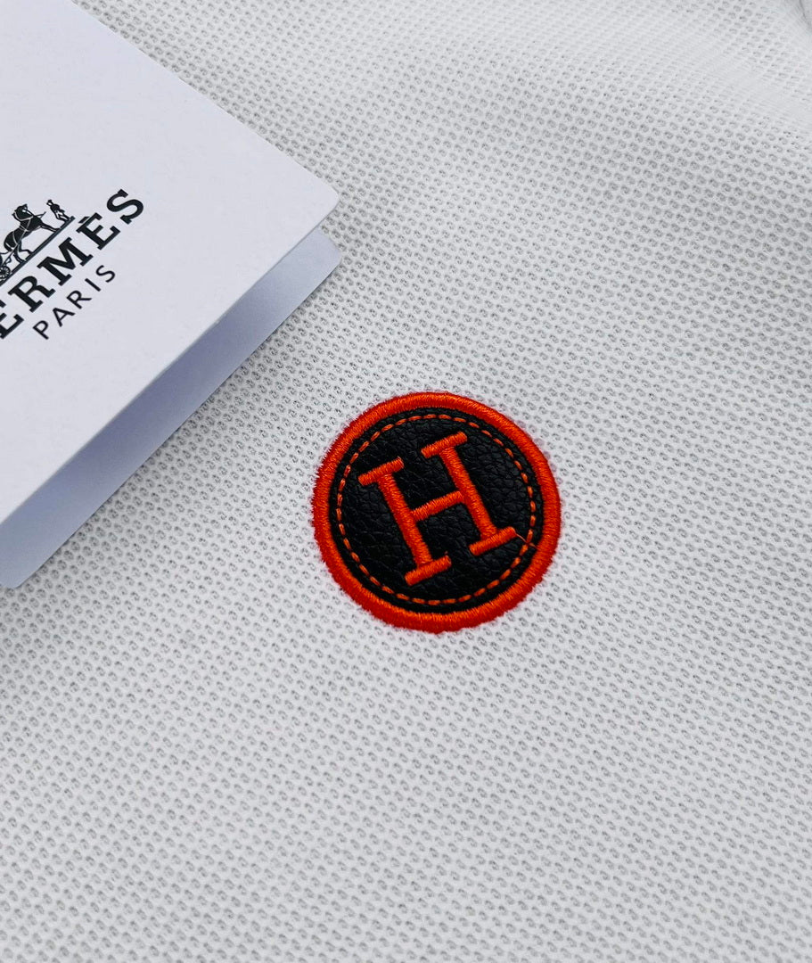 Hermes H072325 H Embroidered Buttoned Polo Shirt H55328