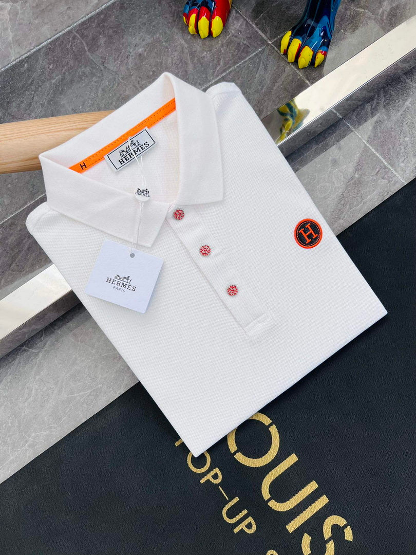 Hermes H072325 H Embroidered Buttoned Polo Shirt H55328