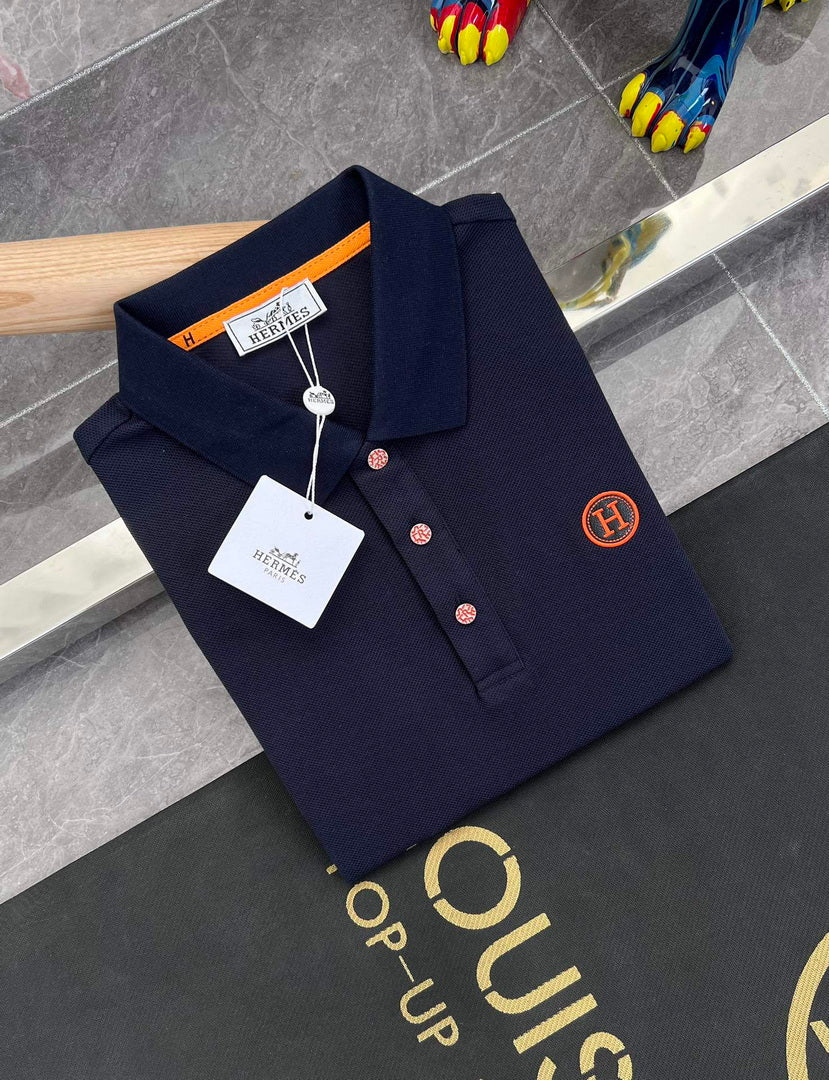 Hermes H072325 H Embroidered Buttoned Polo Shirt H55329